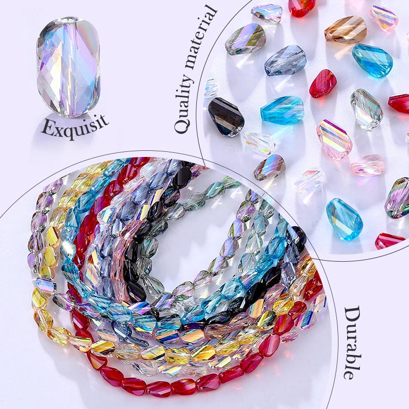 Faceted Glass Twisted Beads AB Color  Jewelry Bracelet Necklace Earring Making 2 Sizes