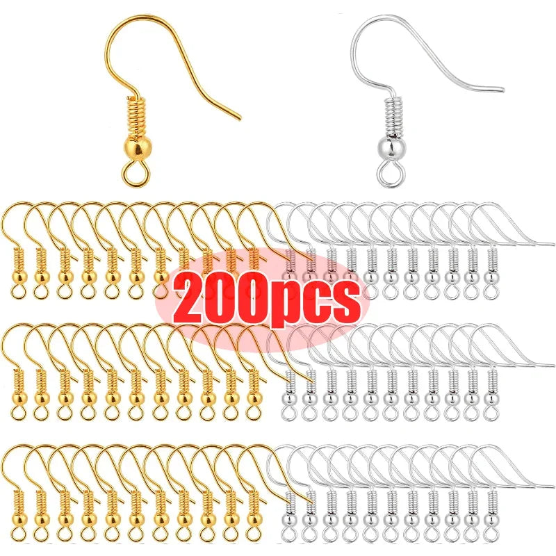 Earring Findings Stainless Steel Hypoallergenic Earring  Hooks 100/200pcs