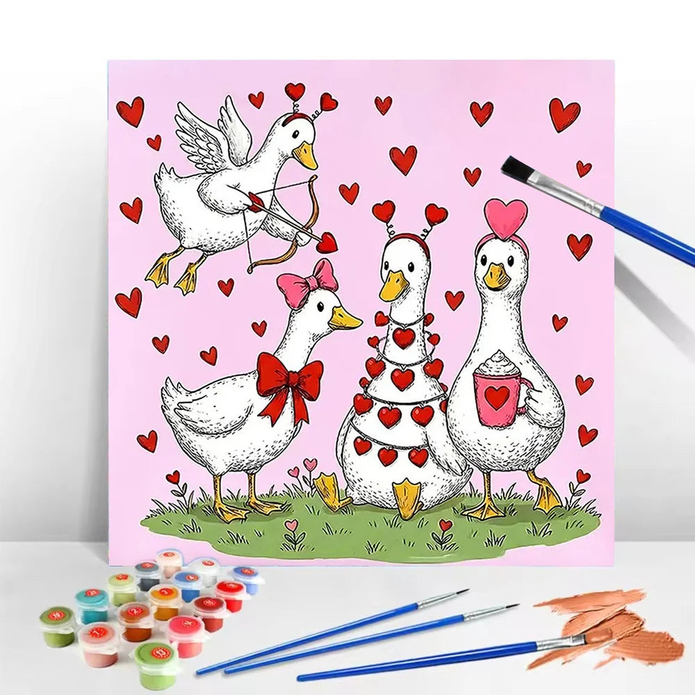 Duck And Hearts Paint By Numbers Kit