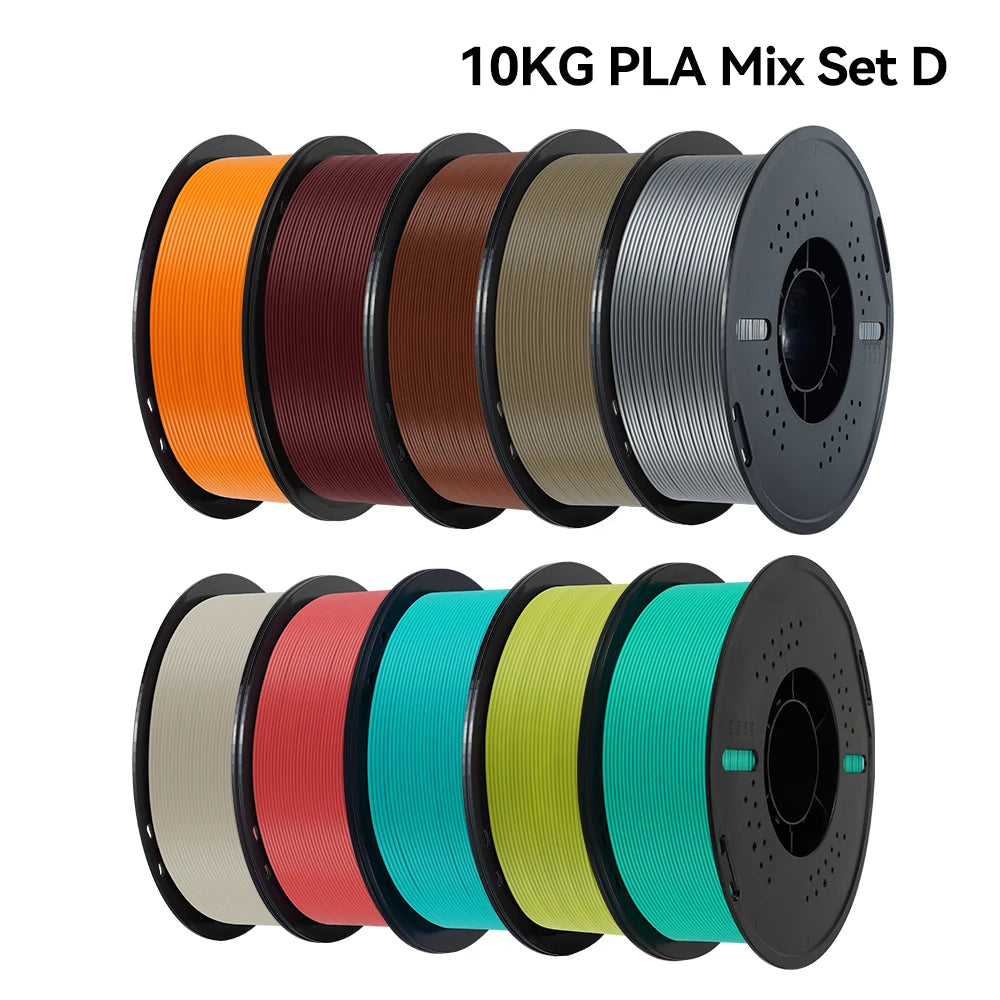 KINGROON 22LBS PETG or PLA filament 3D Printer Filament 10 Rolls 1KG 1.75MM Eco-Friendly Good Toughness Mix Color
