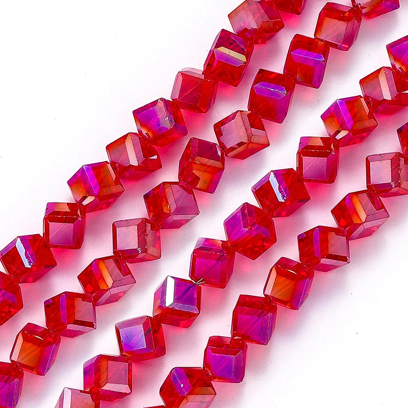 Diagonally Cube Faceted Crystal Glass Beads for Jewelry Making Bracelets, Earrings & Necklaces 4-8mm