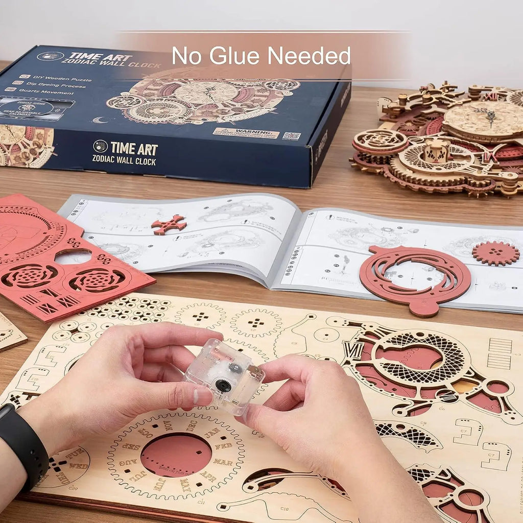 Robotime Wall Clock 3D Wooden Puzzle Set Mechanical Building Kits