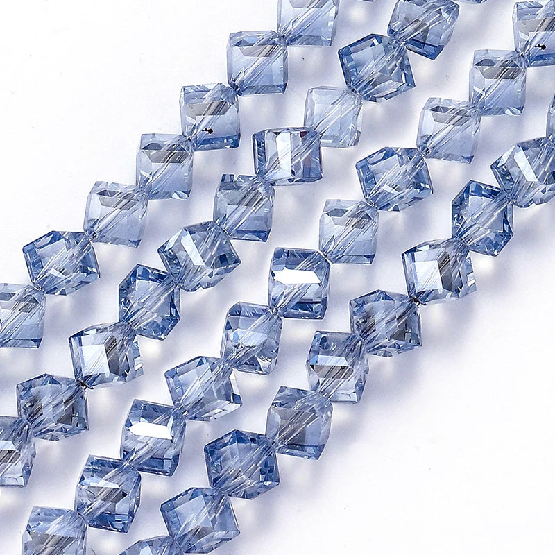 Diagonally Cube Faceted Crystal Glass Beads for Jewelry Making Bracelets, Earrings & Necklaces 4-8mm