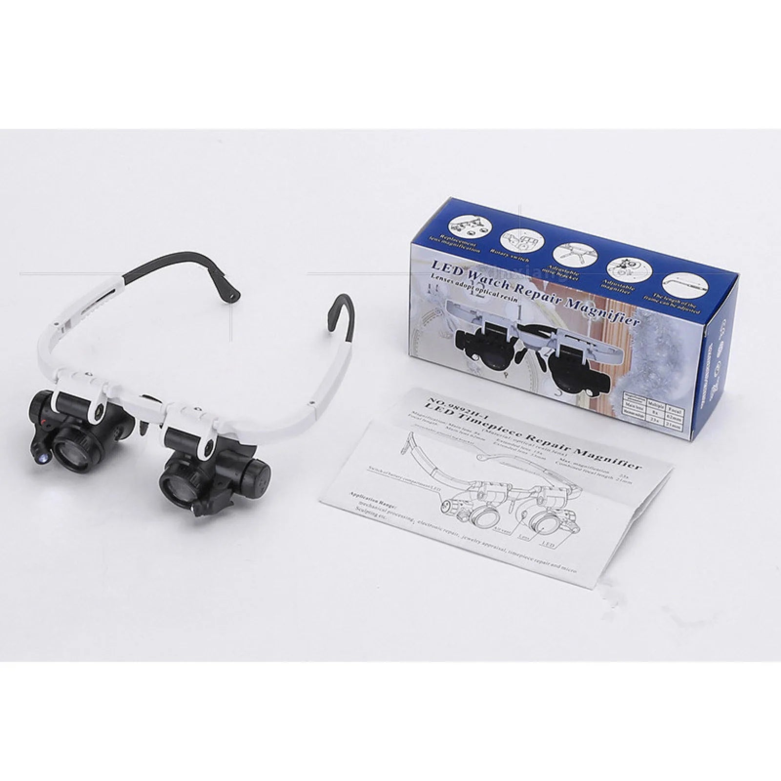 Adjustable Dual Polished Acrylic Lens Jewelry Makers  Magnifier Glass  Eye Loupe 8X 15X 23X