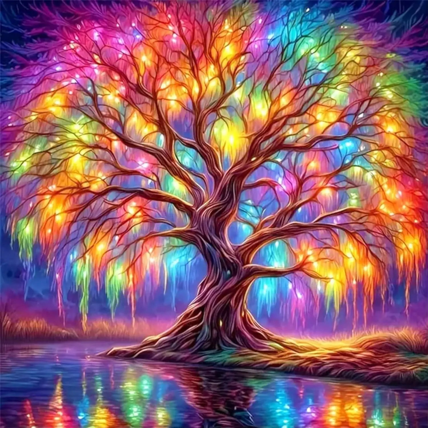 Tree of Life Diamond Painting Kit for Adults, Full Drill DIY Art with Round 5D Diamonds, Home Decor Craft 13.78x13.78 Inch