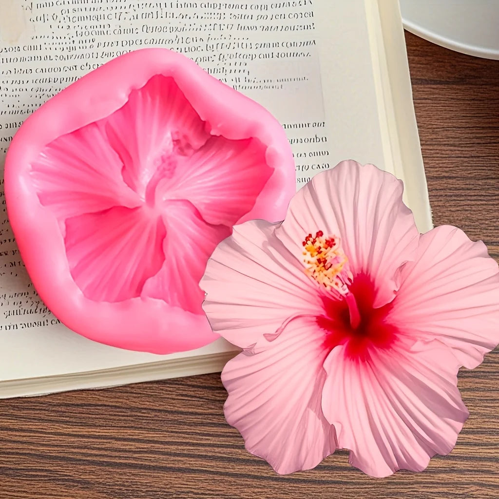 4-Piece Hibiscus Flower Silicone Mold Set | For Decoration, Soap Making, Scented Candle Making, Clay Resin Casting - Tools, Pendant Molds
