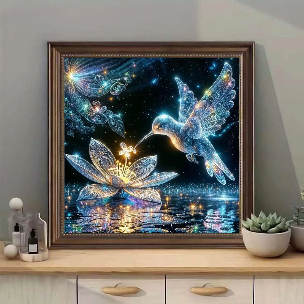 Hummingbird Diamond Painting Kit for Adults, 5D Full Drill Round Dots Art Craft Home Wall Decor 14x14 Inch