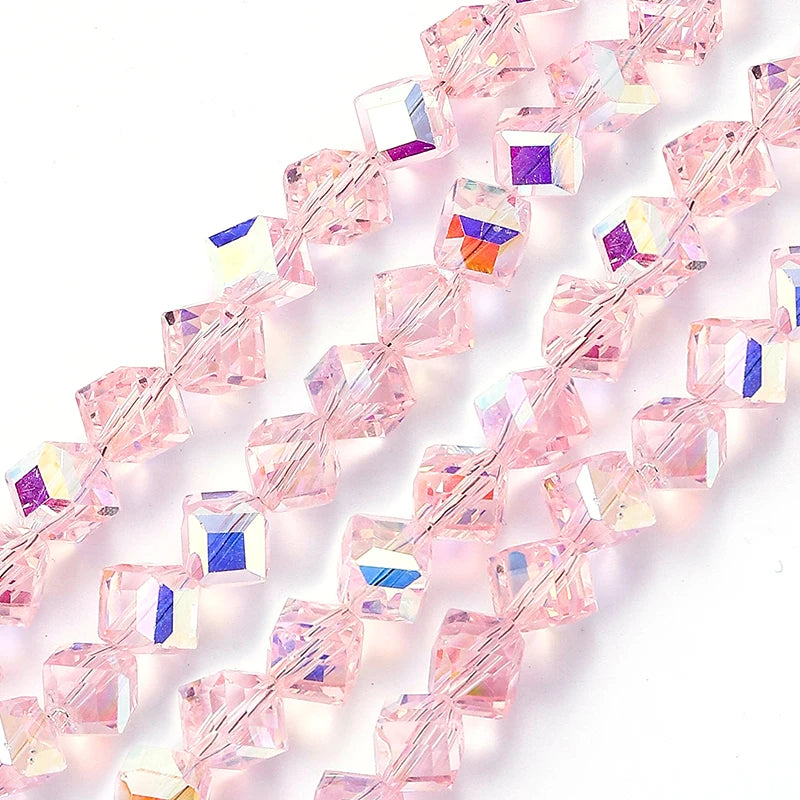 Diagonally Cube Faceted Crystal Glass Beads for Jewelry Making Bracelets, Earrings & Necklaces 4-8mm