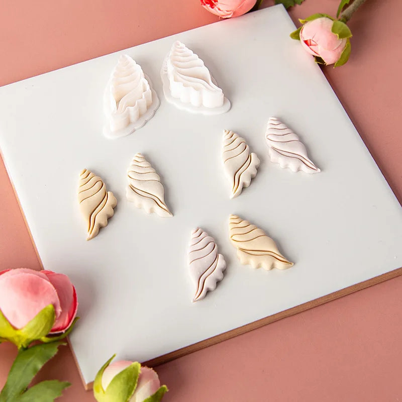 Ocean Sea Polymer Clay Cutters Summer Beach Earring Embosser Cutter Shell Conch Fish Tail Shape Earring Mold for Pendant Jewelry