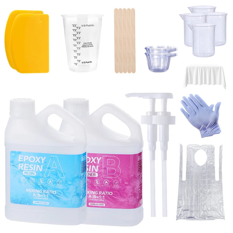 Crystal Clear Epoxy Resin Kit Bubble-Free Anti-Yellowing Self Leveling Easy Mix 1:1 Casting Resin for Table Top