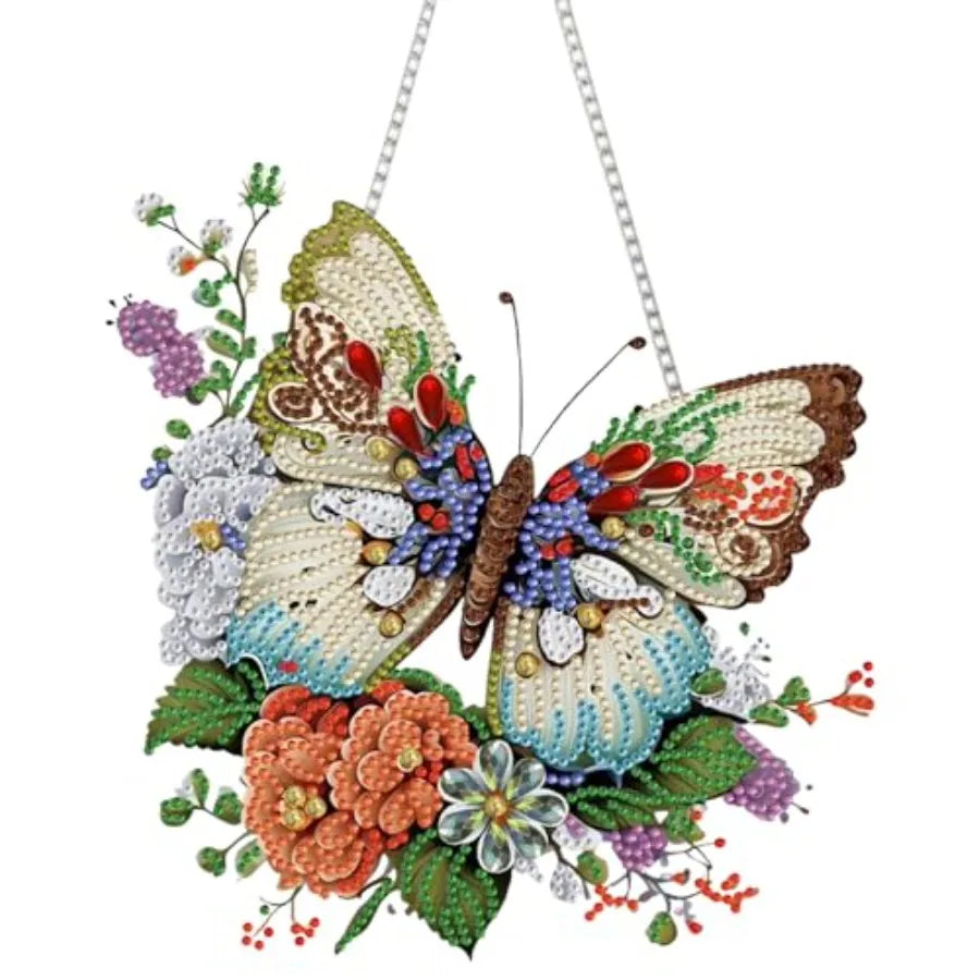 Hearts & Roses 5D Diamond Painting Hanging Pendant, DIY Rose and Heart Diamond Art Kit B