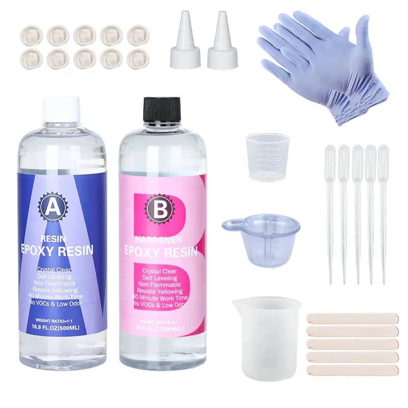 High Gloss Resin and Hard Crystal Clear Epoxy Resin Kit for Art Casting Jewelry, Or Projects Tumblers Tables 3D Crafts Easy Mix 1:1