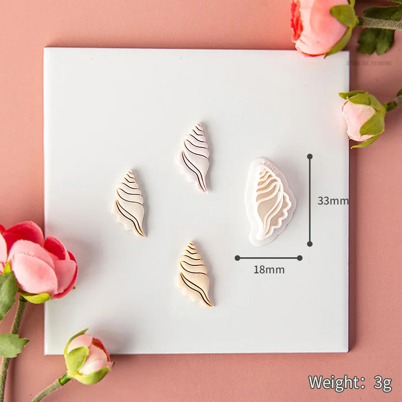 Ocean Sea Polymer Clay Cutters Summer Beach Earring Embosser Cutter Shell Conch Fish Tail Shape Earring Mold for Pendant Jewelry