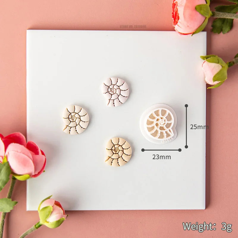 Ocean Sea Polymer Clay Cutters Summer Beach Earring Embosser Cutter Shell Conch Fish Tail Shape Earring Mold for Pendant Jewelry