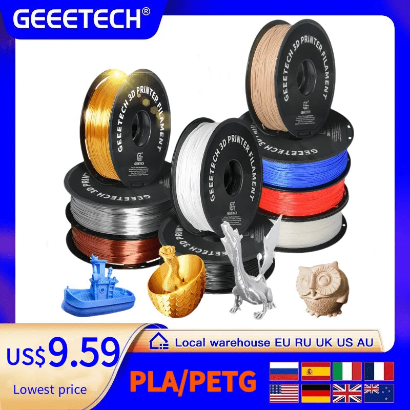 Geeetech 3d printer Filament PLA PETG Plastic 1kg 1.75mm,Tangle-Free,  wire materials, black, white, vacuum packaging
