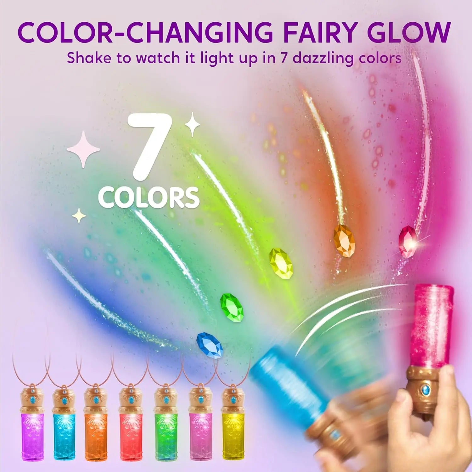 Fairy Lantern Craft Kit with Rose Lights and String Lights for Age 8+ with 7 Color Fairy Potion Necklace