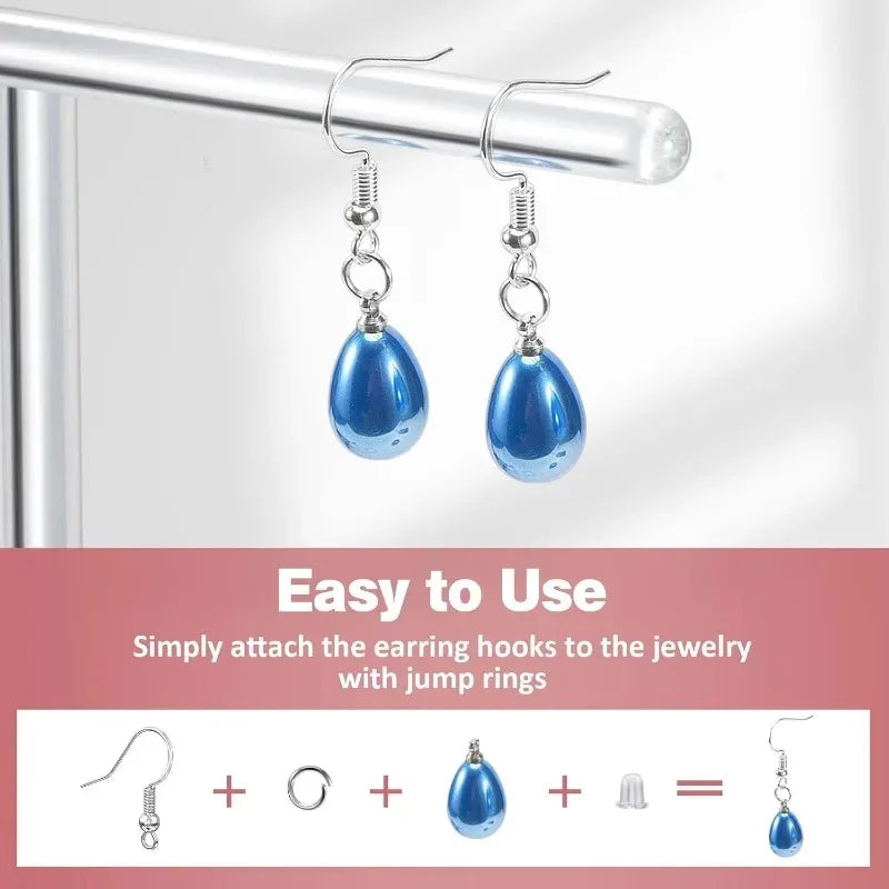 925 Silver Plated & Gold  Earring Hooks  300pcs DIY Hypoallergenic Findings with Jump Rings Earring Backs Kit