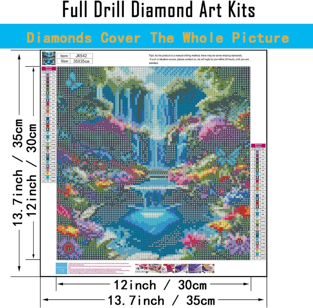 5D Diamond Painting Kit for Adults, Waterfall, Landscape Art, Round Drill