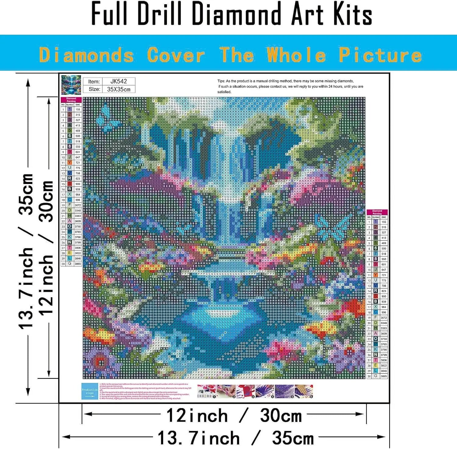 5D Diamond Painting Kit for Adults, Waterfall, Landscape Art, Round Drill