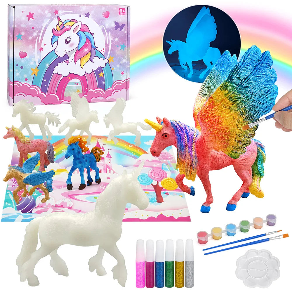 Kids Unicorn Painting Kit Toys, Glow in The Dark Unicorn Painting Gift for Kids, Arts & Crafts Supplies, Creative Painting Kit