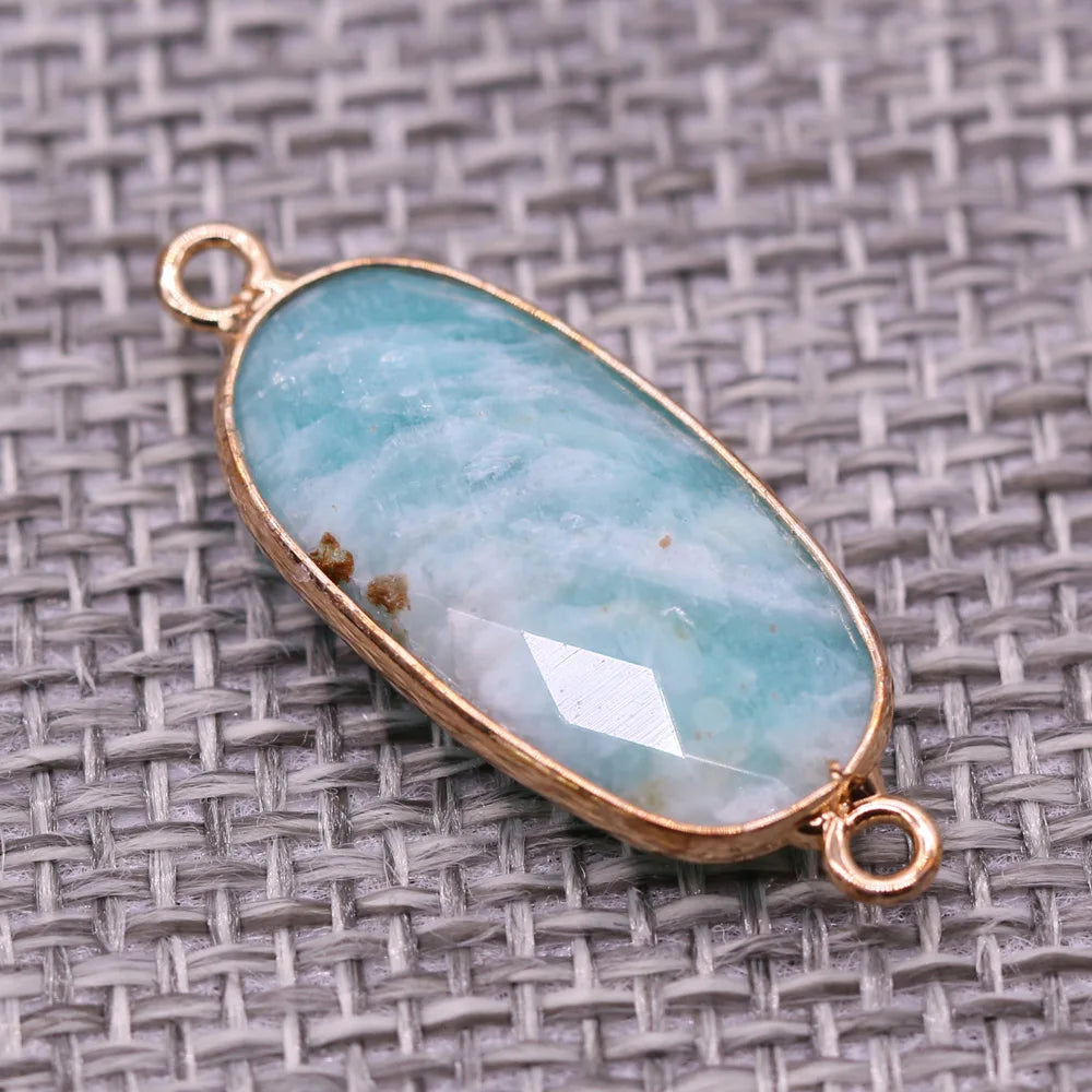 Double-hole Connector Amethyst Pendant, Perfect for DIY Bracelets, Necklaces, and Jewelry Making. New Natural Stone Multi-faceted Crystal Quartz Charm