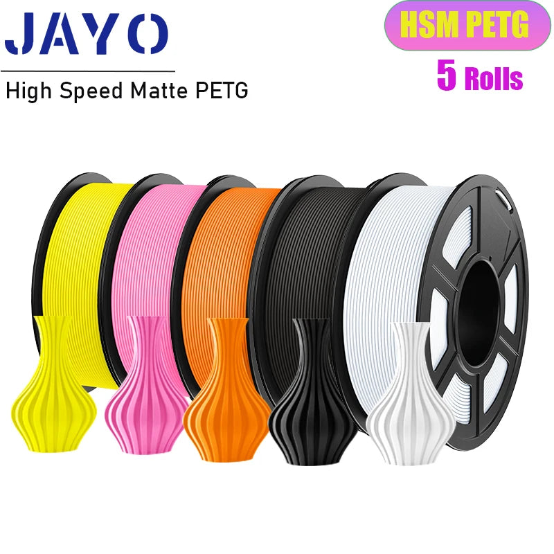 JAYO 5Rolls PLA/PLA Plus/Petg/ABS/TPU/PLA Metal/PLAYG/HS-PLA 3D Printer Filament 1.75mm FDM