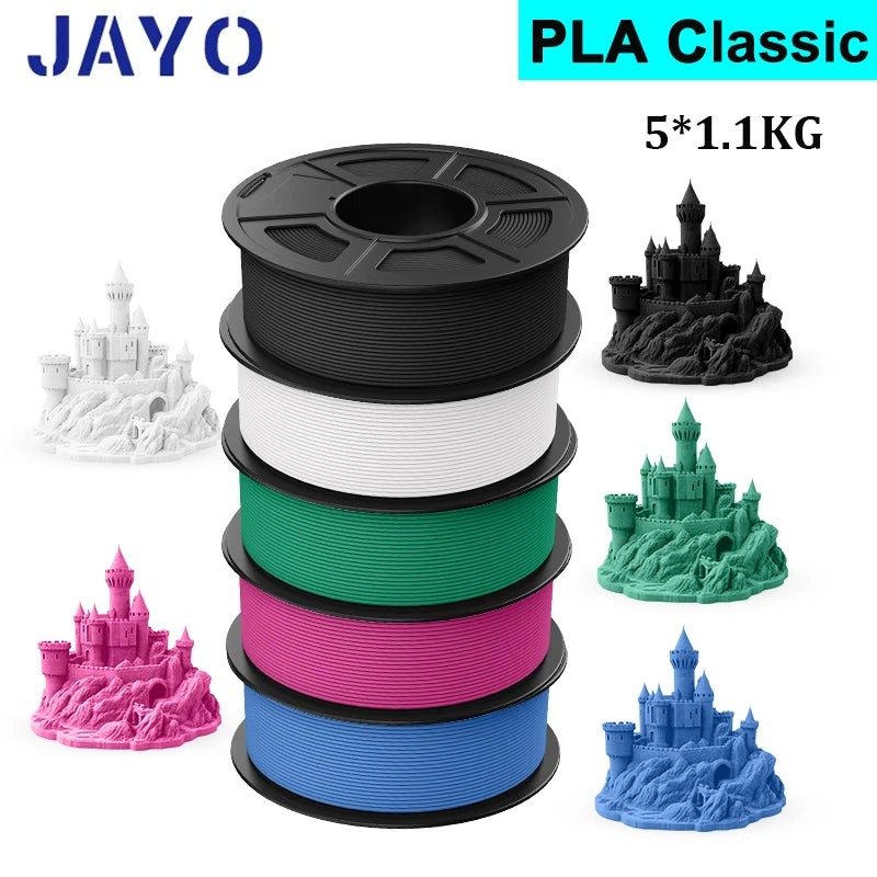 JAYO 5Rolls PLA/PLA Plus/Petg/ABS/TPU/PLA Metal/PLAYG/HS-PLA 3D Printer Filament 1.75mm FDM