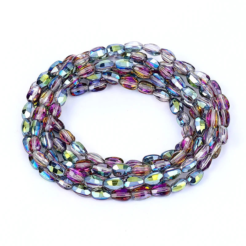 Faceted Glass Beads for  Jewelry Making Bracelet Necklace Earring Keychains 10 Colors 6x8mm
