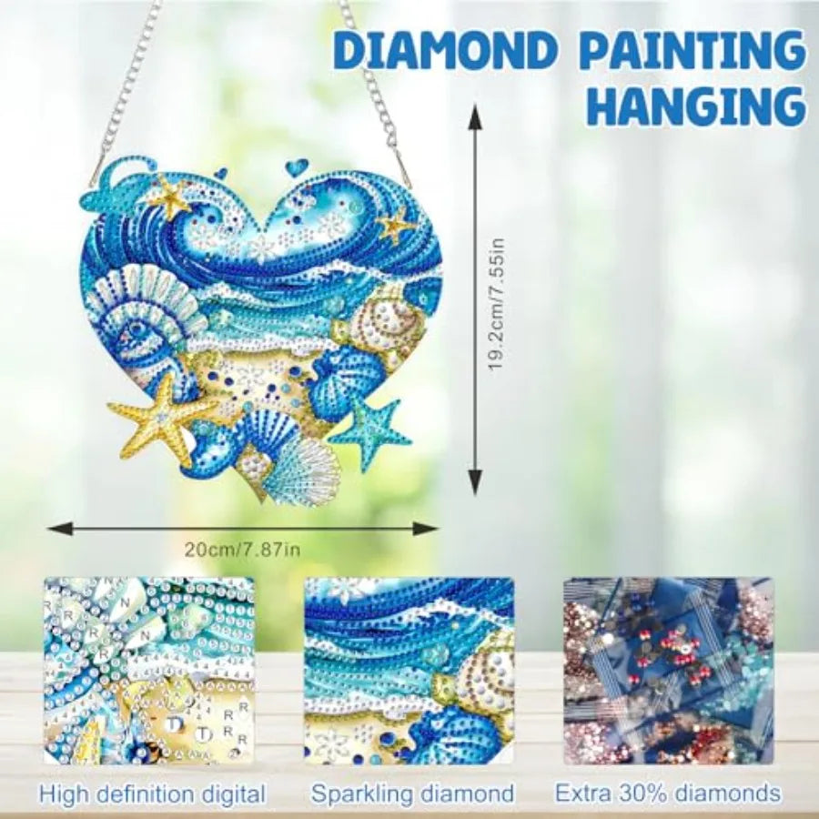 Diamond Art Painting Kits Hanging Beach Theme 5D Heart Shaped