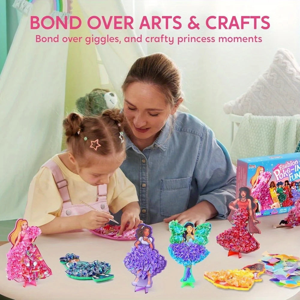 Joyfy Kids Poke-in Art Magical Princesses DIY Wood Craft Kits Creative Activity  for Girls Boys Ages 4-9 Birthday Gifts