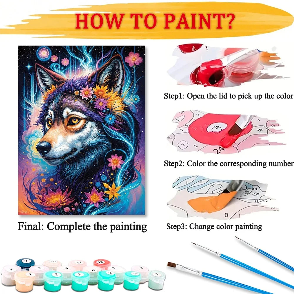 Wolf Paint By Numbers For Adults Teens