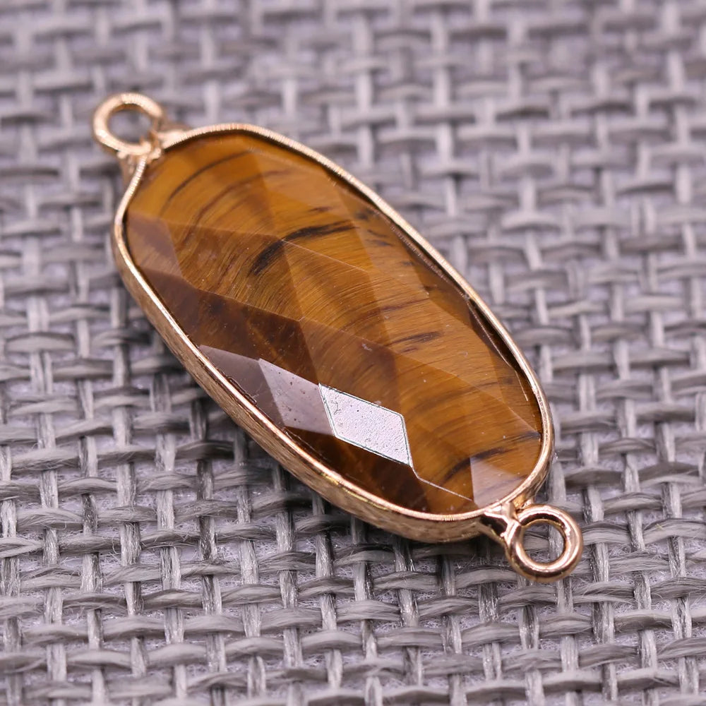 Double-hole Connector Amethyst Pendant, Perfect for DIY Bracelets, Necklaces, and Jewelry Making. New Natural Stone Multi-faceted Crystal Quartz Charm