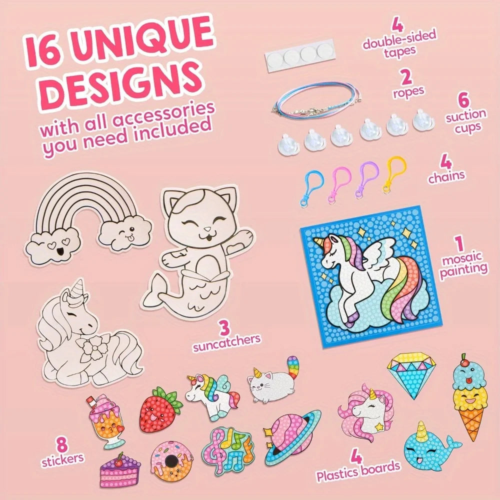 JOYFY 16  Gem Painting Kids Diamond Gem Painting Kit with 5D Gem for Girls Ages 6-Boys &Girls 12 Gem Craft