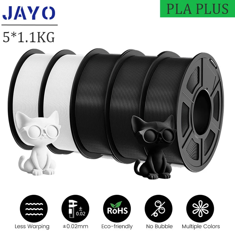 JAYO 5Rolls PLA/PLA Plus/Petg/ABS/TPU/PLA Metal/PLAYG/HS-PLA 3D Printer Filament 1.75mm FDM