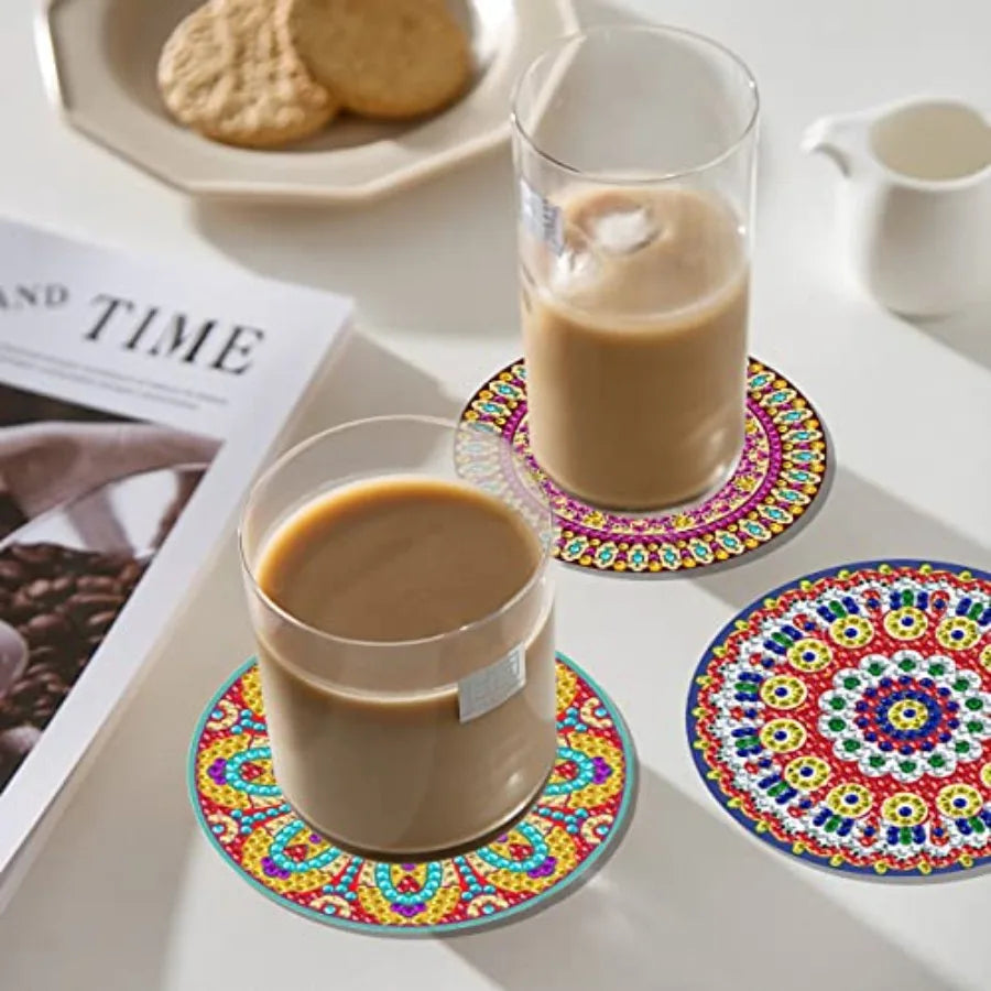 Diamond Painting Coaster Kit, 6 Pieces  with Holder,