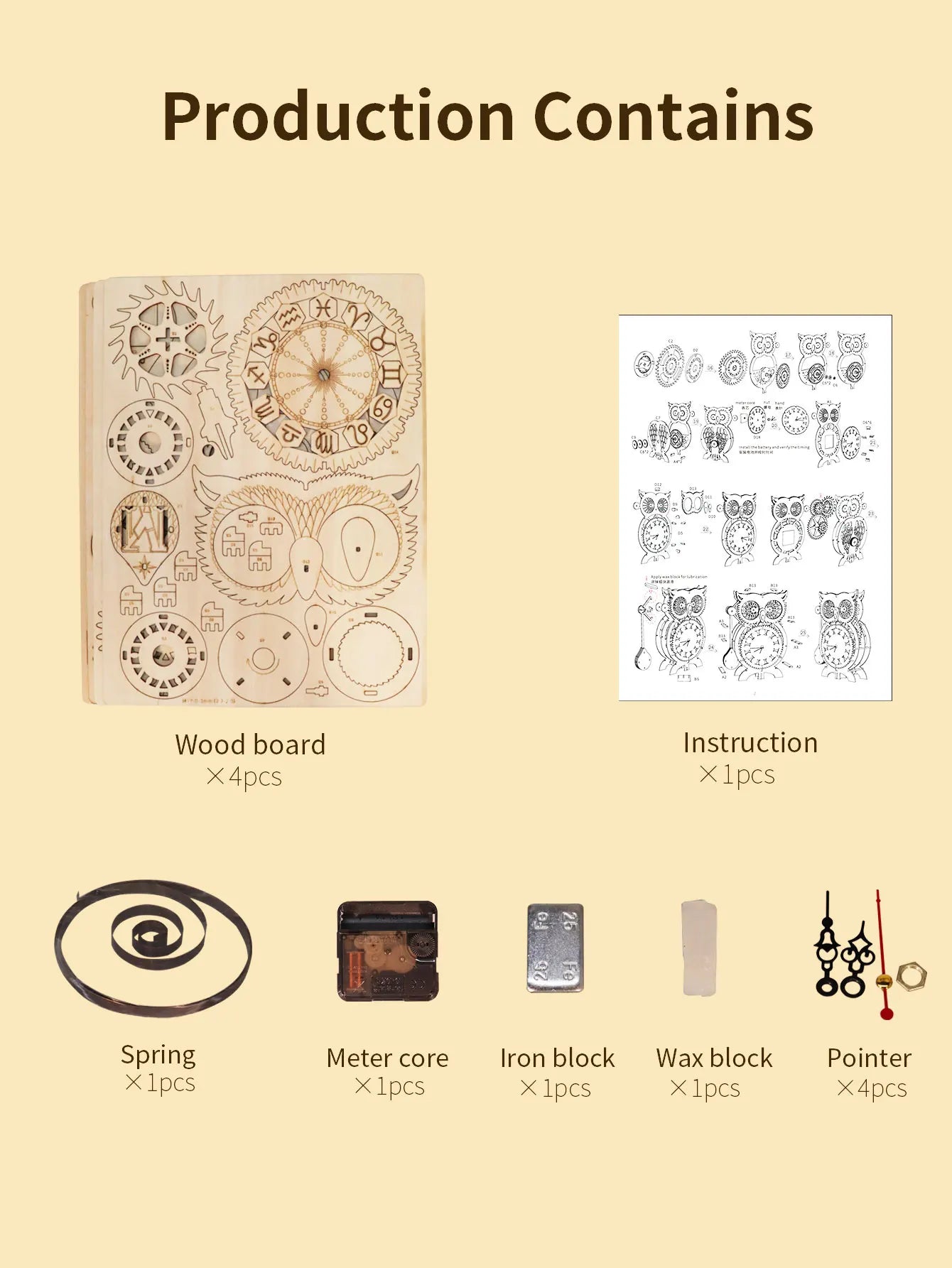 3D Wooden Puzzle Owl Clock Model To Build Kit for Adults