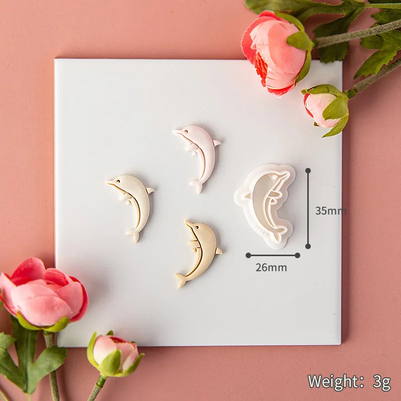 Ocean Sea Polymer Clay Cutters Summer Beach Earring Embosser Cutter Shell Conch Fish Tail Shape Earring Mold for Pendant Jewelry