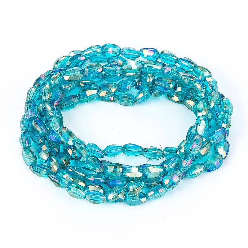 Faceted Glass Beads for  Jewelry Making Bracelet Necklace Earring Keychains 10 Colors 6x8mm