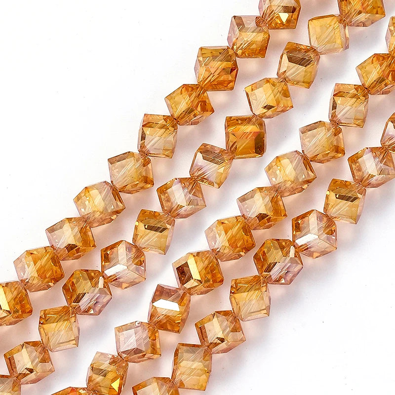 Diagonally Cube Faceted Crystal Glass Beads for Jewelry Making Bracelets, Earrings & Necklaces 4-8mm