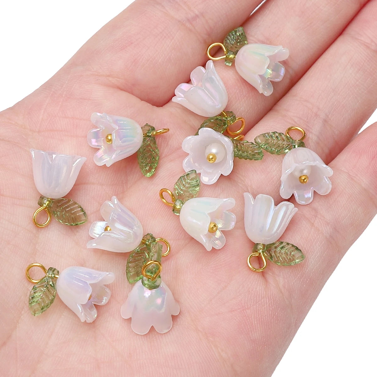 Acrylic Lily Of The Valley Flower Bud Drops/Charms 11x14mm 2-10Pcs