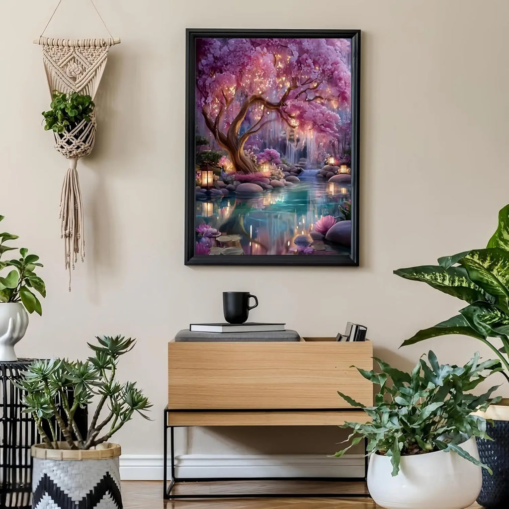 Shimmering Forest Diamond Painting Kit for Adults, 5D DIY Art with Full Round Drills, 13.8x13.8 Inch