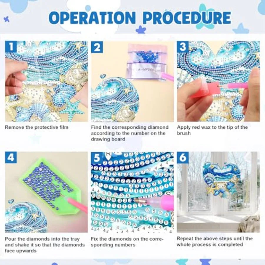 Diamond Art Painting Kits Hanging Beach Theme 5D Heart Shaped