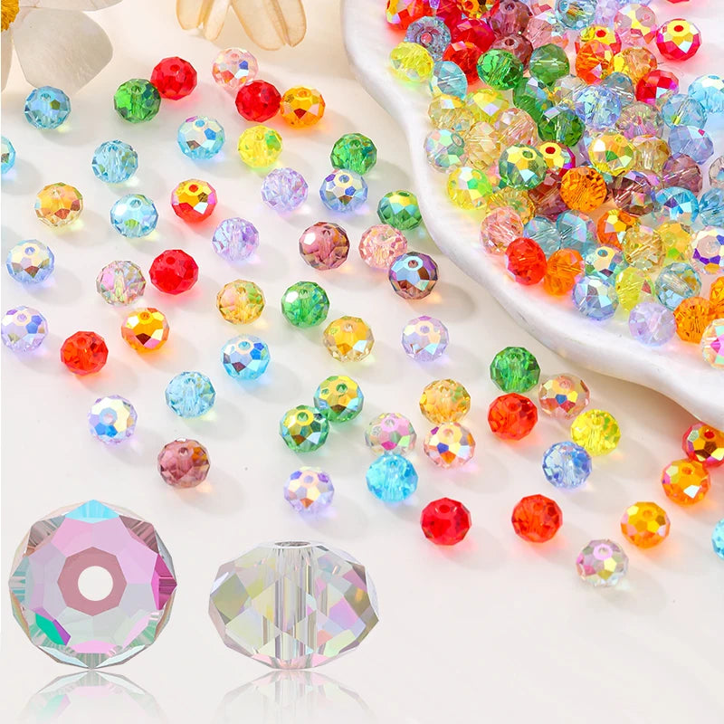 Czech Faceted Rondelle Beads  AAA Crystal Glass  Jewelry Making Bracelet, Earrings, & Necklaces  84pcs