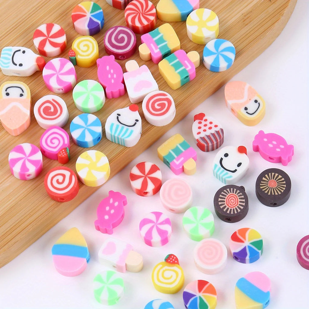 Polymer Clay Beads  For Bracelets & Necklaces 100Pcs Random