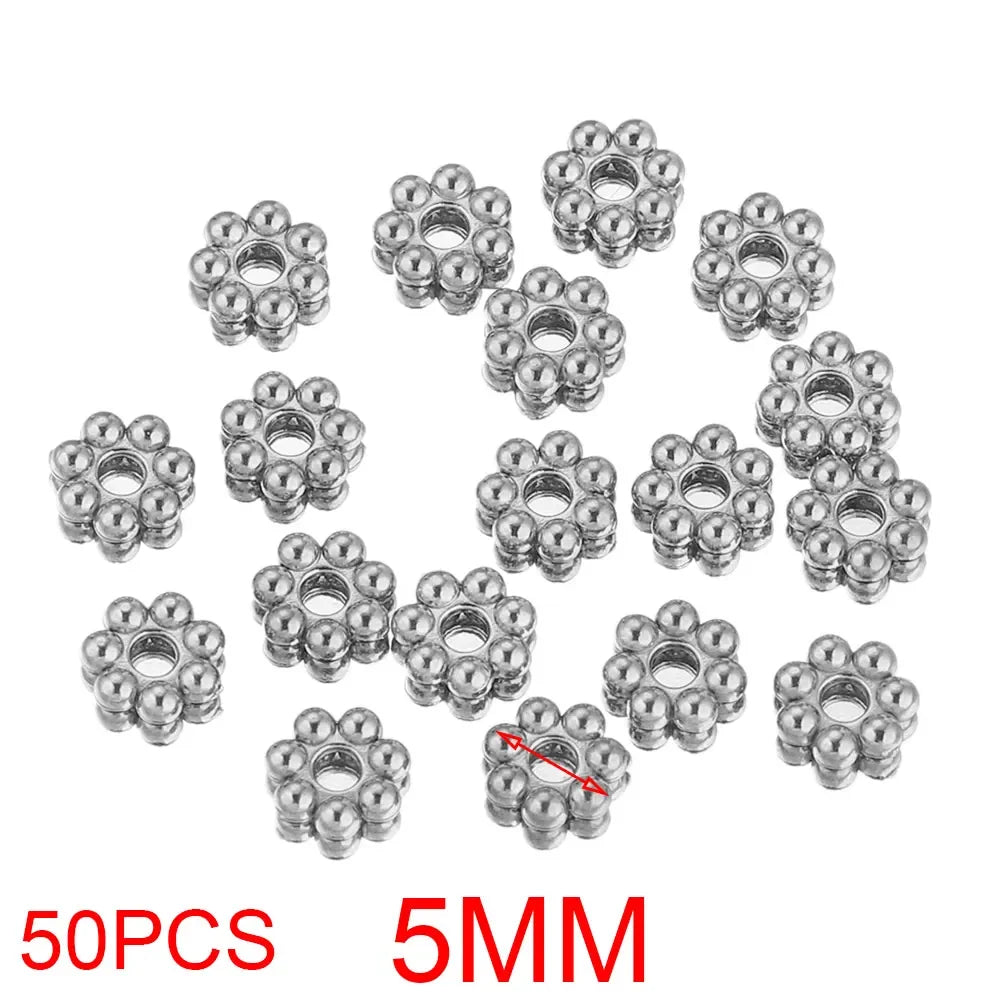 Daisy Spacer Beads Gold Plated Over Stainless Steel For Jewelry Making 50 Pieces