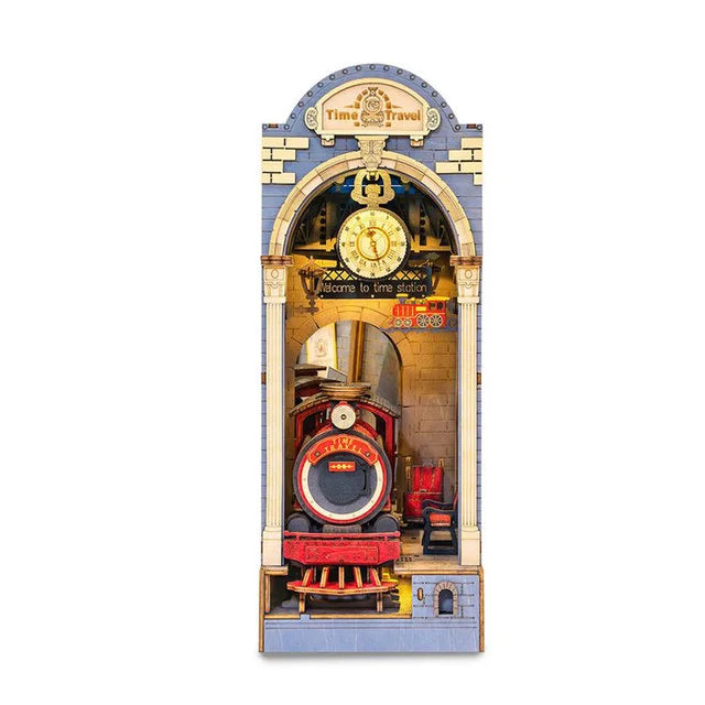 Book Nook Wooden Miniature Doll House for Bookshelf Insert Furniture