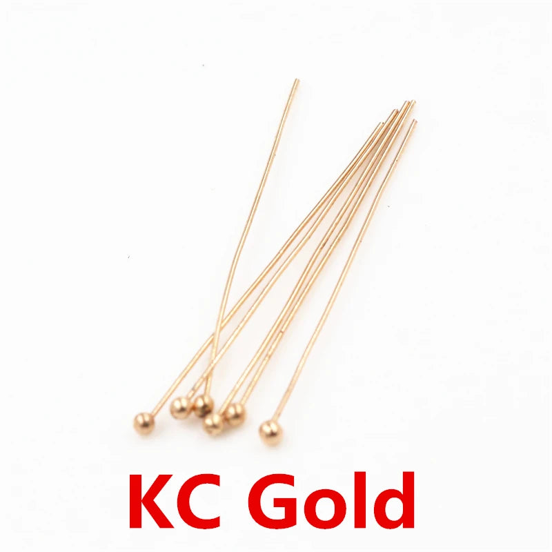 Rhodium. Gold, Silver & Bronze Color Metal Ball Head Pins For Jewelry Making Findings  0.5mm  200 Pieces 16 20 25 30 40 45 50mm