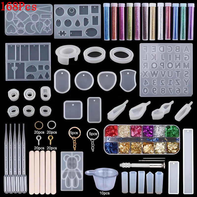 Resin Silicone Molds Jewelry Making Kit Pendant Earring Necklace Keychain