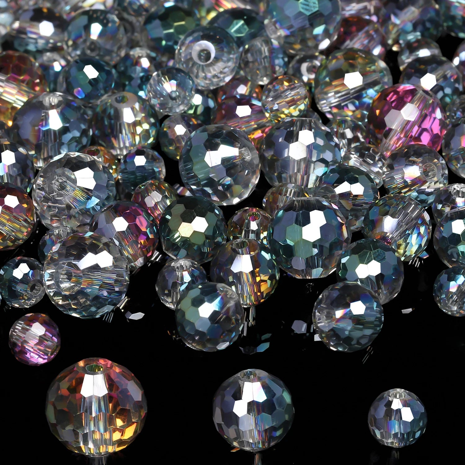 Vibrant Austrian Crystal Glass Beads 6-10mm Faceted Round  for Jewelry Making 30-50pcs
