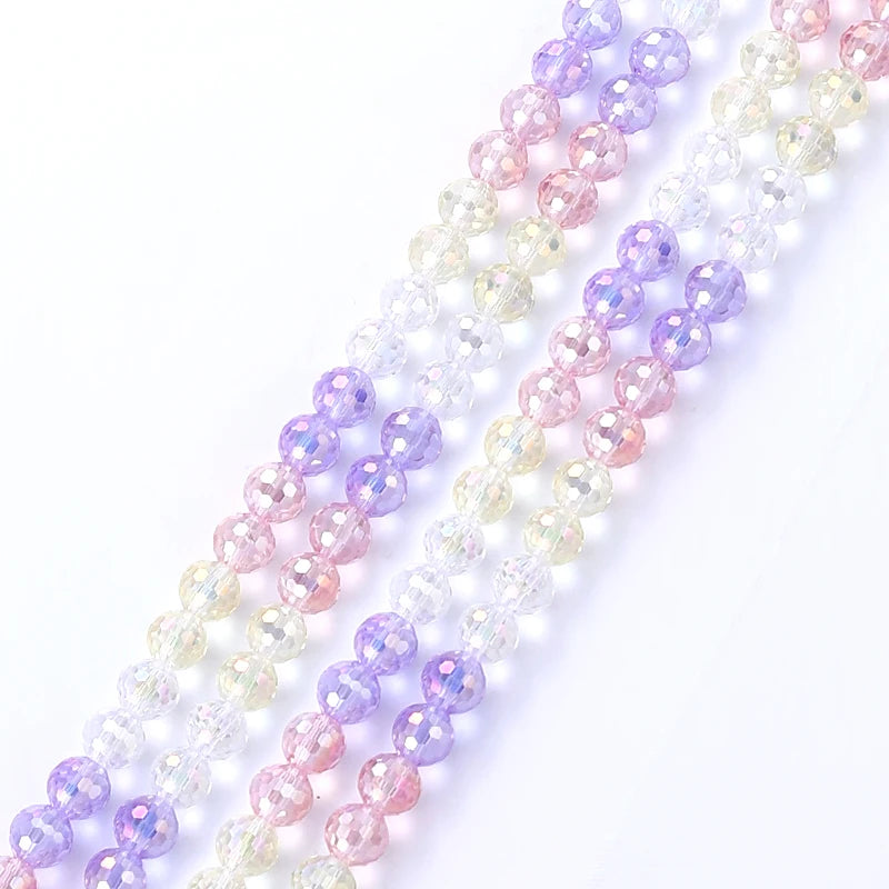 Colorful  Crystal Faceted Disco Ball Beads Electroplate Glass for Jewelry Making 8mm